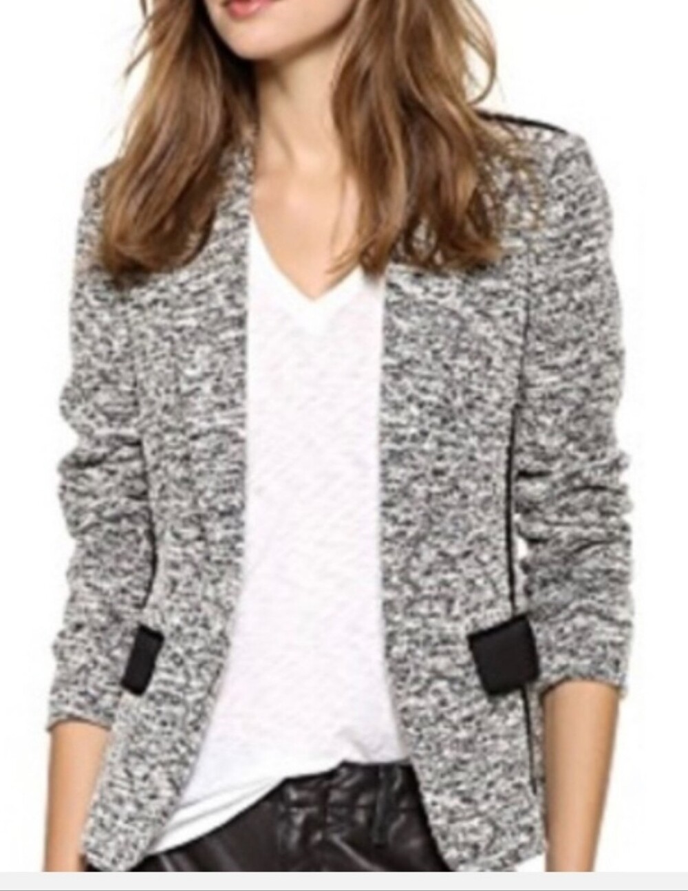 rag & bone Tweed Black White Salt' n Pepper Cotton Blend Blazer‎ As Seen On TV 2